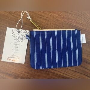 Coin Purse in Navy Ikat